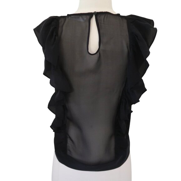 ANINE BING sheer silk chiffon ruffle top sz S sleeveless - Picture 2 of 6